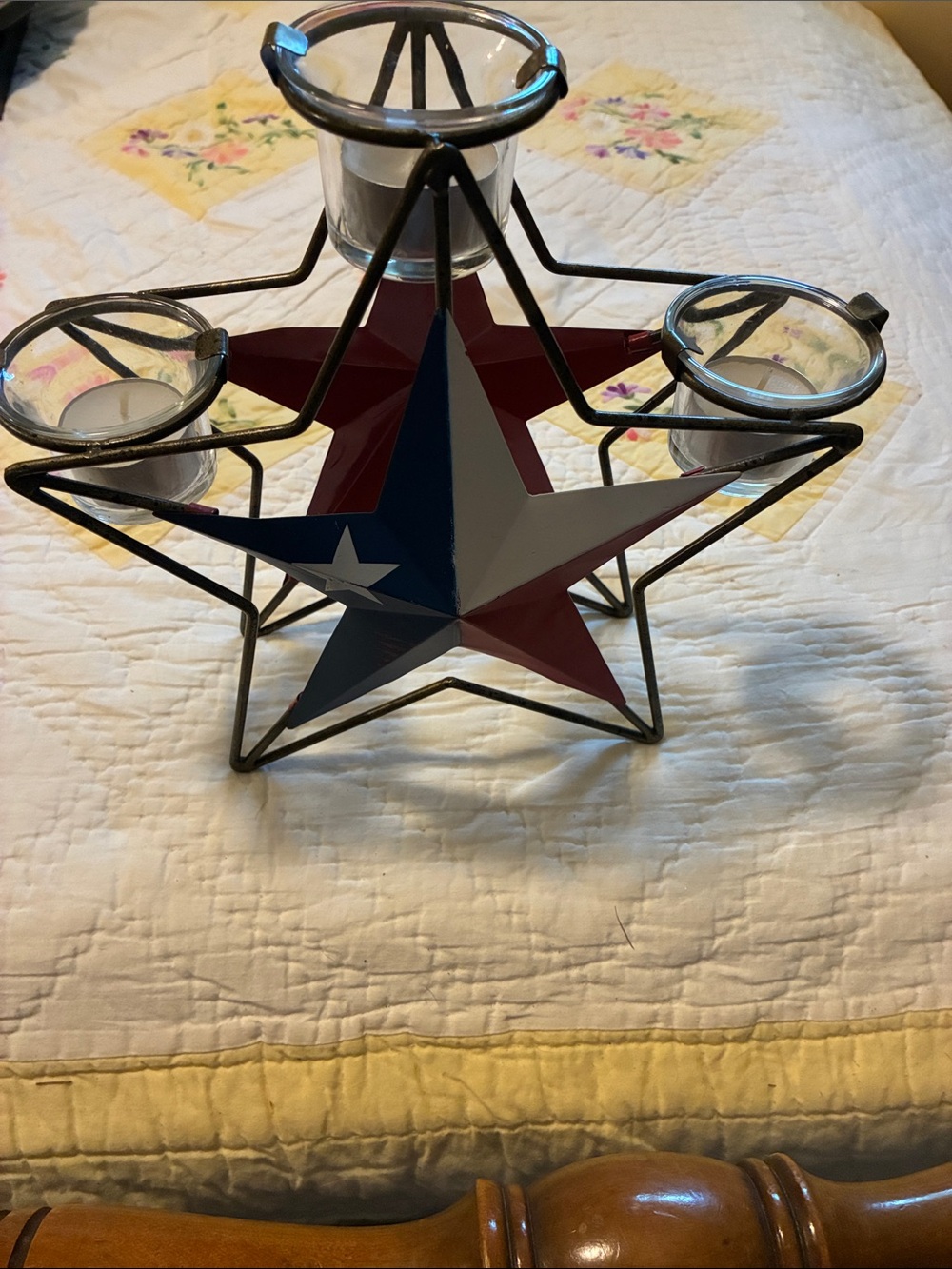 Patriotic Star Tea Light Holder - Red, White & Blue Accent